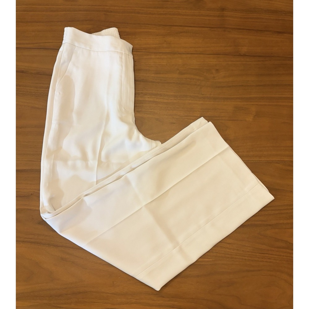 Quince Stretch Crepe Classic Trousers Pants Womens 10 Wide Leg Sand Color Baggy